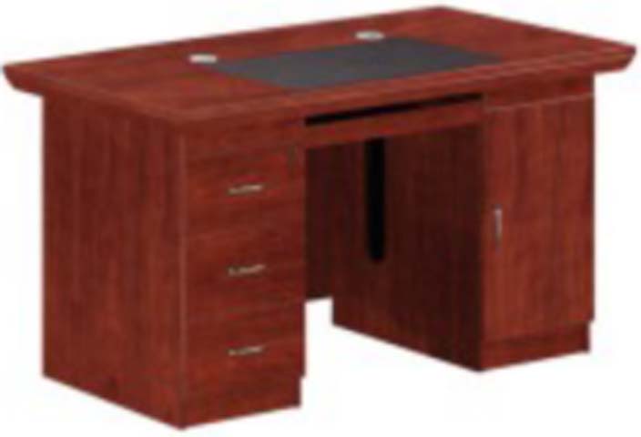 Reddish Mahogany Veneer Double-Pedestal Executive Office Desk