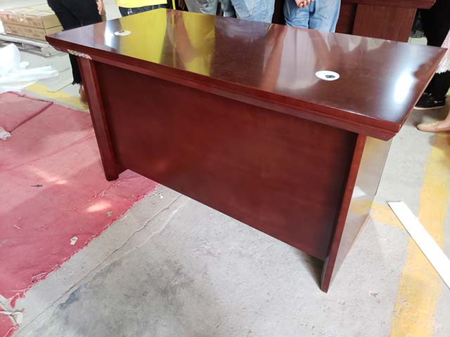 Mahogany Finish Rectangular Staff Office Desk with Cable Grommets