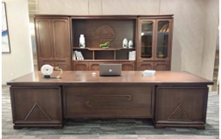 Traditional Executive Office Desk with Matching Full-Back Hutch Bookcase