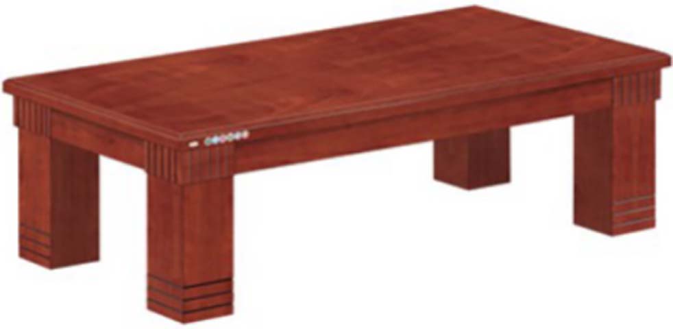 New Chinese Style Rectangular Red Wood Veneer Block Leg Coffee Table