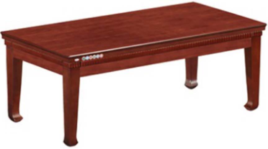 Traditional Reddish Brown Fixed-Height Electric Heated Coffee Table with 6 Cabriole Legs