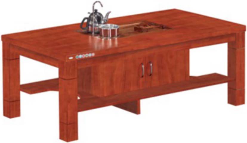 Wooden Tea Coffee Table with Integrated Tea Set Storage