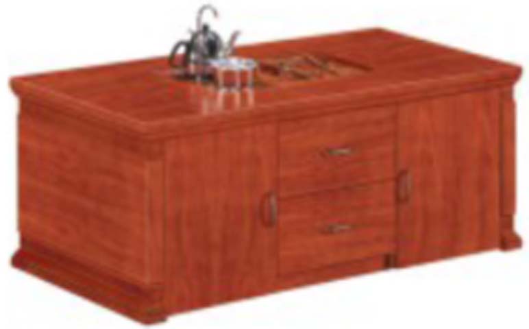 Reddish Brown Blocky Gongfu Tea Coffee Table with Enclosed Storage