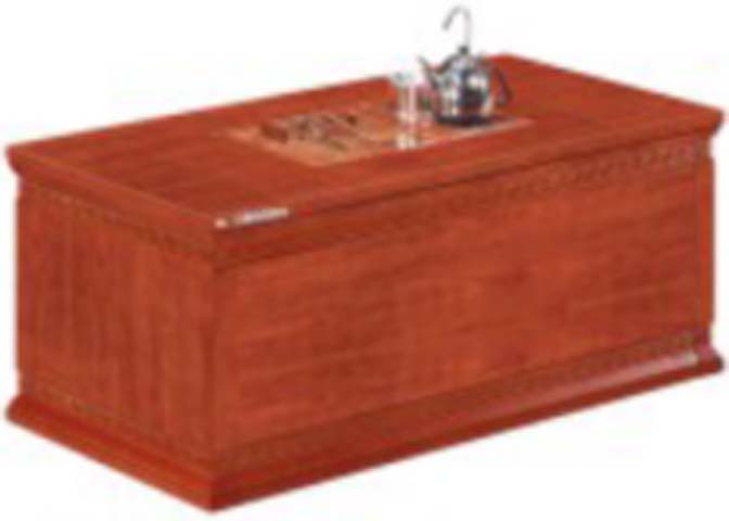 Traditional Red Wood Veneer Tea Coffee Table with Built-in Tea Service