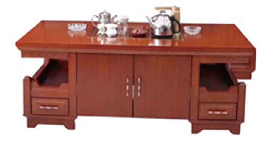 Reddish Brown Solid Wood Integrated Kung Fu Tea Coffee Table with Storage