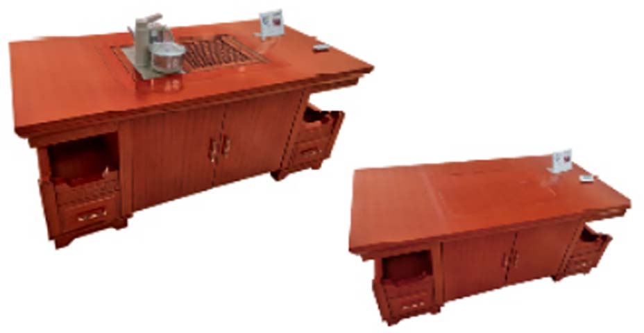 Red Lacquer Integrated Kung Fu Tea Brewing Table with Storage Cabinets and Drawers