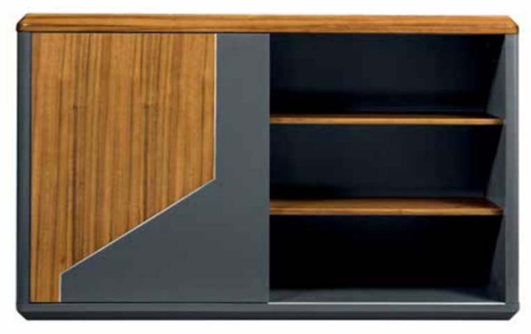 Two-Tone Walnut Dark Grey Sliding Door Low Entry Shoe Cabinet