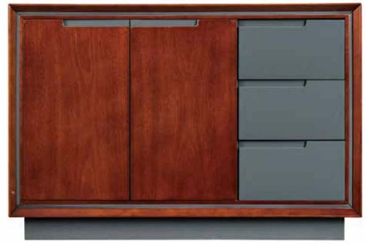 Two-Tone Sliding Door 3-Drawer Low Storage Credenza