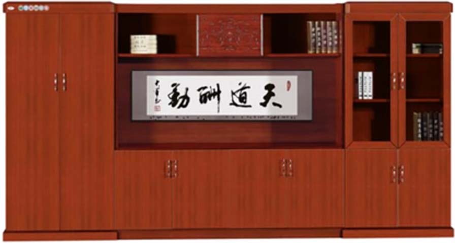 Solid Wood Veneer Executive Office File Bookcase with Display Section