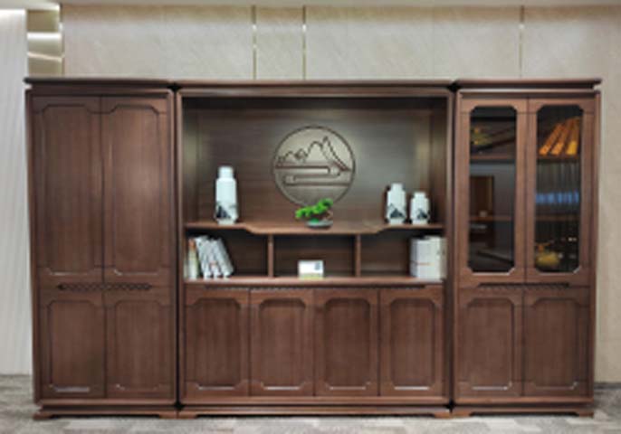 New Chinese Style 3-Bay Executive Office Bookcase