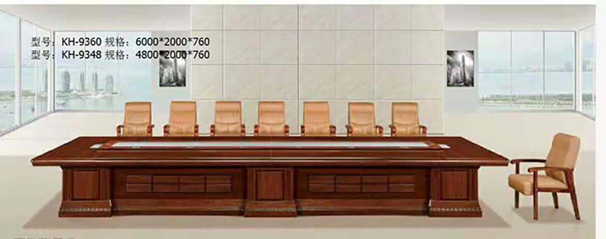 Traditional Dark Walnut Veneer Large Boardroom Pedestal Conference Table