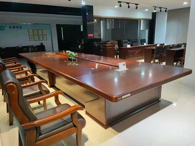 Rectangular High-Gloss Wood Veneer Large Conference Table