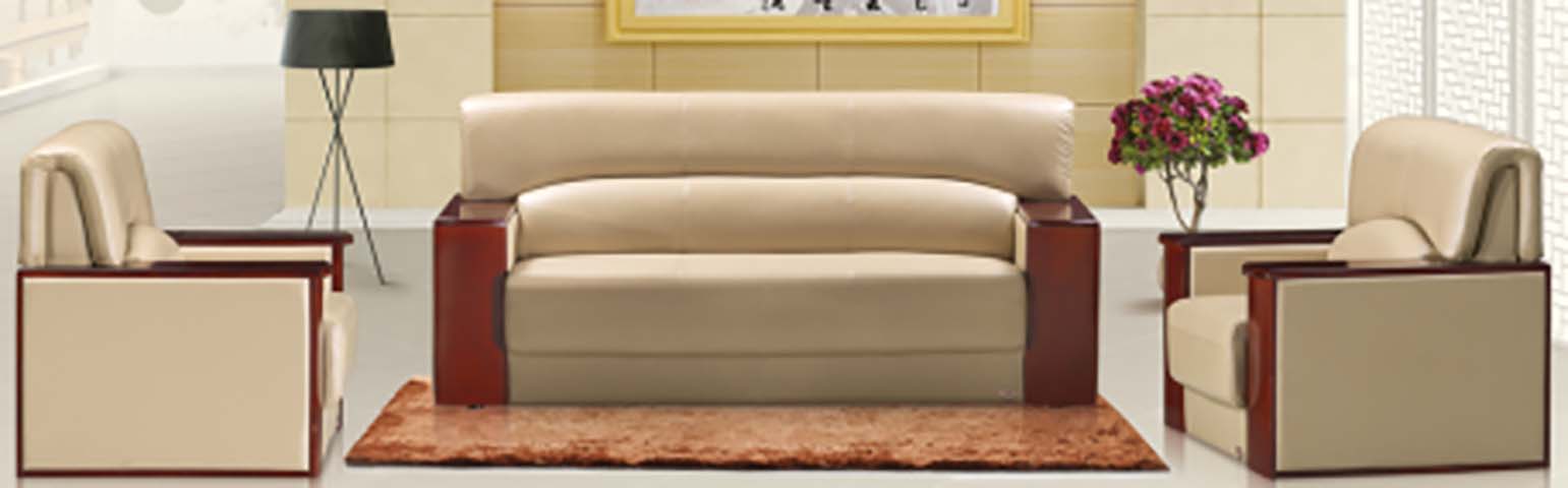 3-Piece Beige Faux Leather Office Reception Sofa Set with 3-Seater Sofa and 2 Armchairs