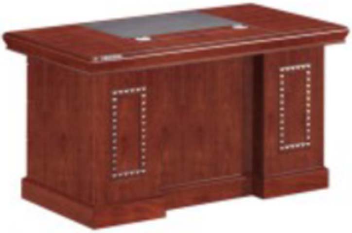 Traditional Double-Pedestal Mahogany-Finish Executive Desk with Inset Writing Pad