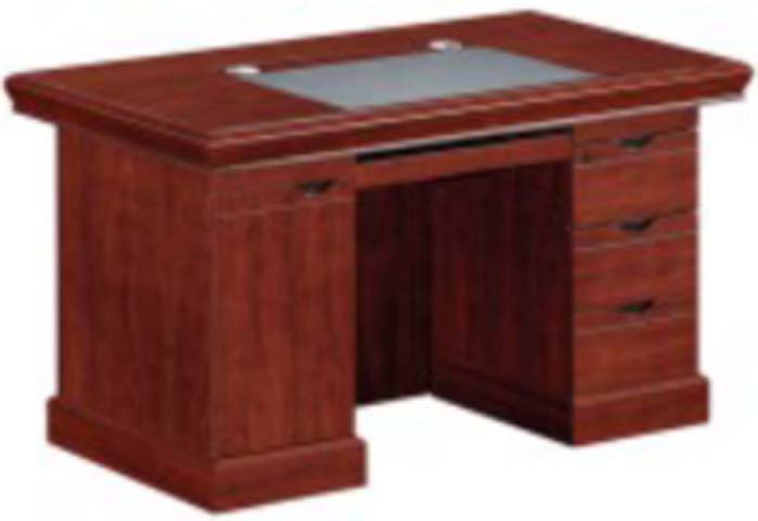 Traditional Double-Pedestal Mahogany Veneer Executive Desk with Inset Writing Pad