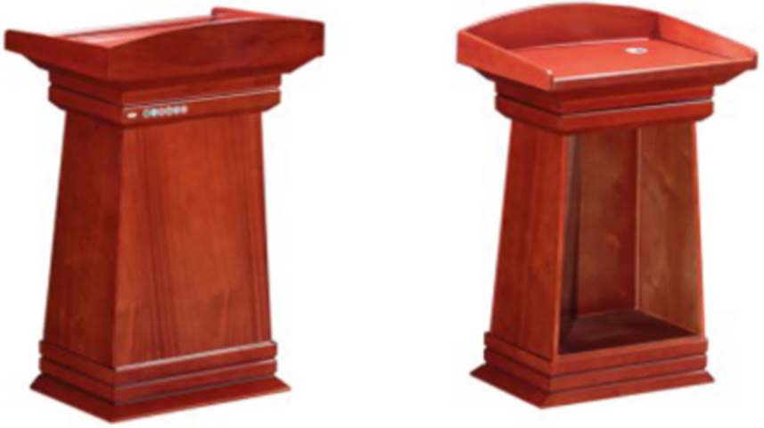 Traditional Freestanding Wood Veneer Speech Lectern with AV Controls and Cable Grommet
