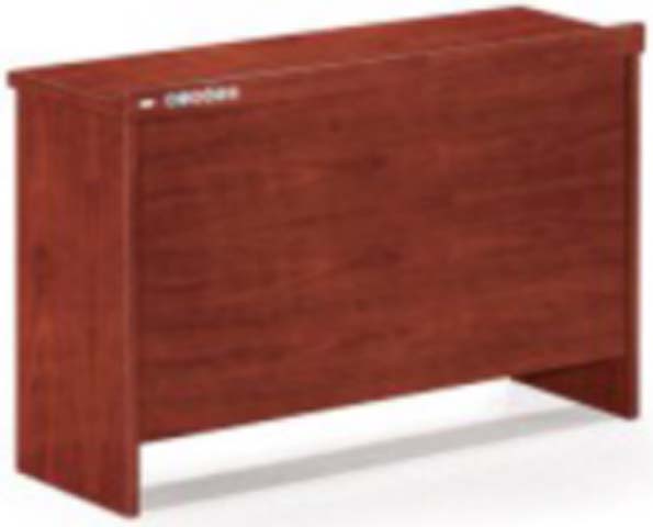 Red-Brown Wood Veneer Executive Office Desk with Full Front Modesty Panel
