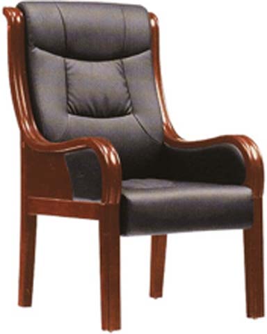 Solid Wood Frame Faux Leather Upholstered Conference Guest Chair