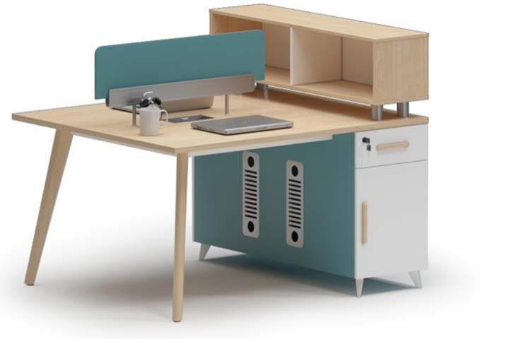 Modern Single Office Workstation with Privacy Screen, Hutch Storage and Integrated Pedestal