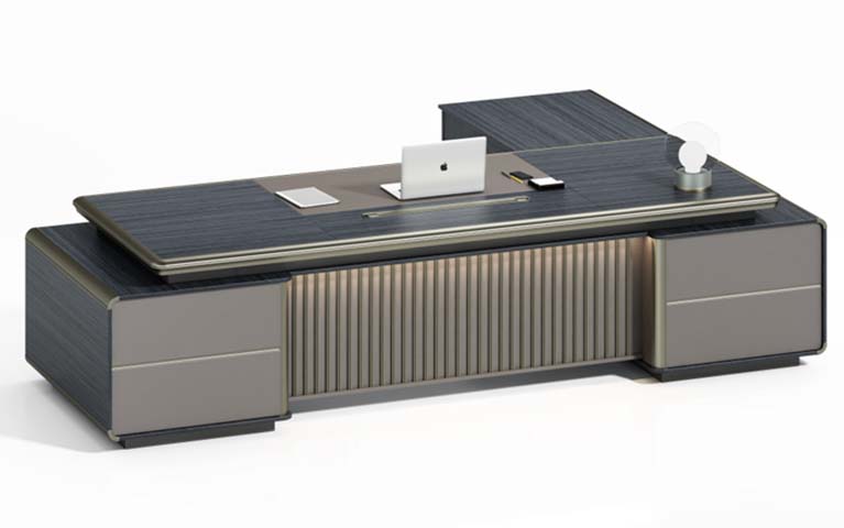 Modern Luxury L-Shaped Executive Desk with Dual Drawer Pedestals