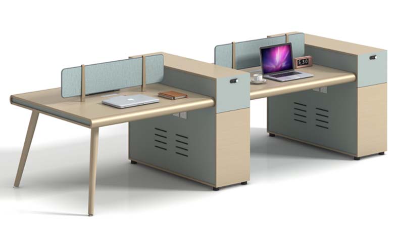 4-Person Back-to-Back Modular Office Workstation Desk with Fabric Privacy Dividers