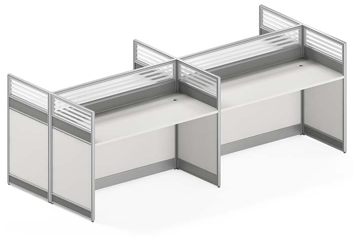 Cross-Shaped 4-Person Modular Office Cubicle Workstation