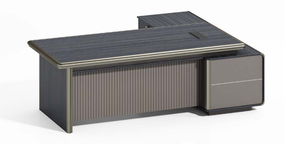 L-Shaped Luxury Executive Desk with Integrated 2-Drawer Pedestal