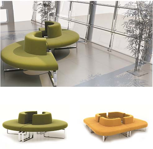 Curved Modular Public Lobby Lounge Sofa with Sled Base