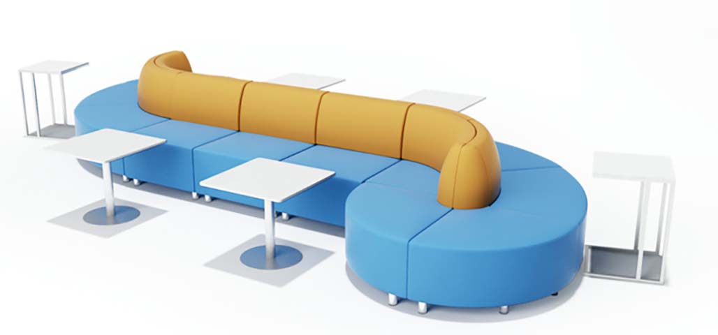 Two-Tone S-Curved Modular Commercial Lounge Sofa with Matching Side Tables