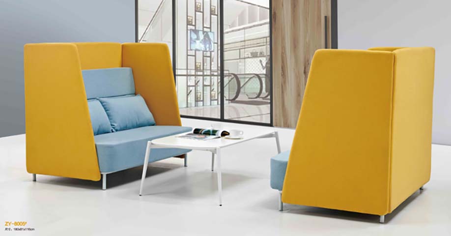Enclosed High-Back Privacy Lounge Sofa Set with Coffee Table