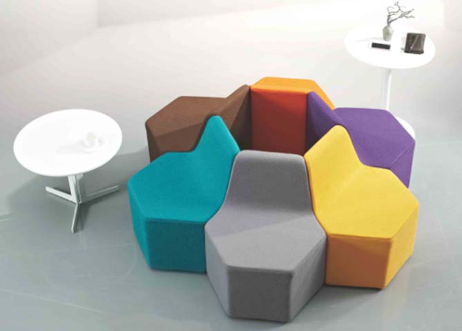 Interlocking Hexagonal Modular Upholstered Lounge Seating