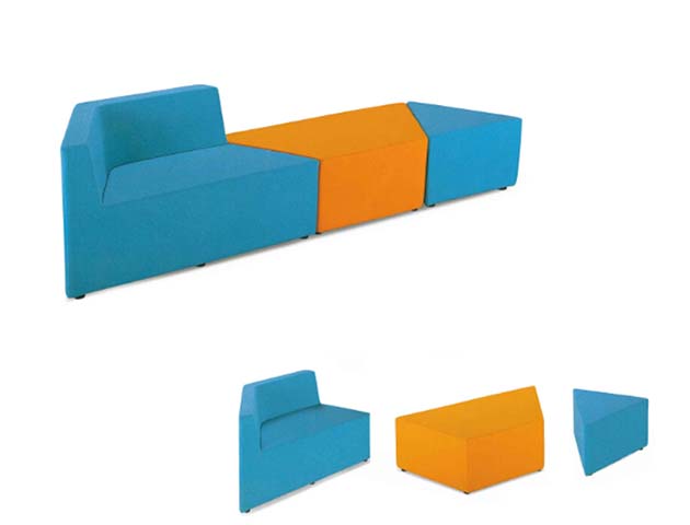 3-Piece Colorblock Modular Fabric Lounge Seating Set