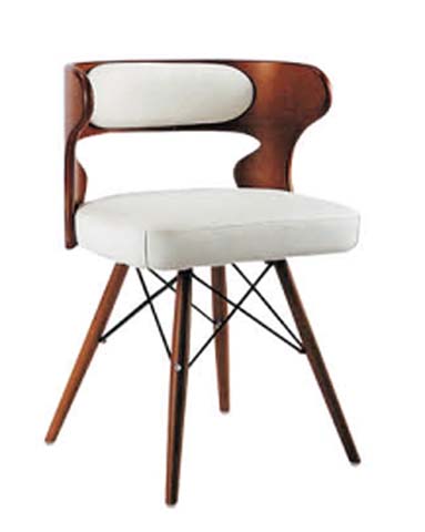 Mid-Century Modern Armless Bentwood Dining Chair with Upholstered Seat and Back Pad