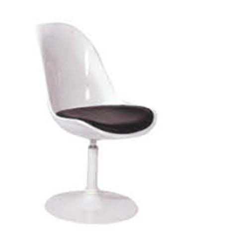 Armless Swivel Tulip Dining Chair with Black Upholstered Seat Cushion