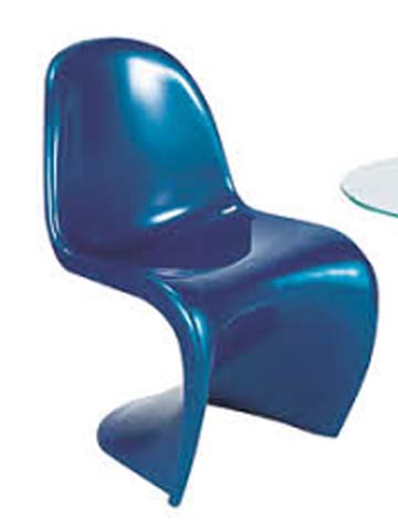 Glossy Translucent Blue S-Curve Cantilever Molded Plastic Side Chair