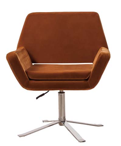 Cognac Upholstered Height-Adjustable 4-Star Swivel Lounge Office Armchair