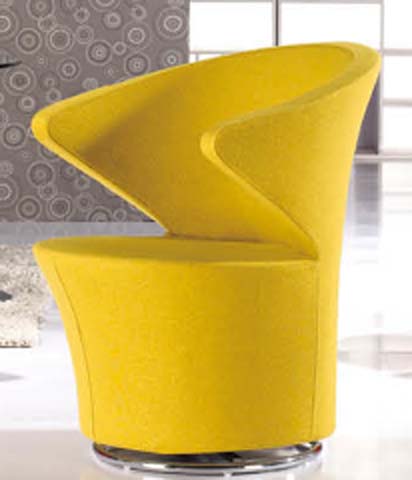 Bright Yellow Sculptural Wrap-Around Swivel Accent Lounge Chair