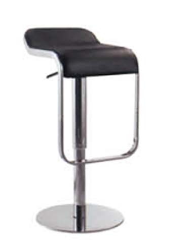 Adjustable Swivel Gas-Lift Bar Stool with Low Black Padded Back, Chrome Frame and Round Base