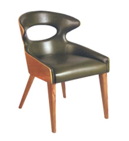 Dark Upholstered Cutout Back Armless Dining Chair with Walnut Wood Legs