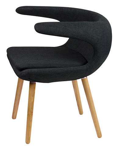 Black Upholstered Accent Dining Chair with Cutout Back and Splayed Wood Legs