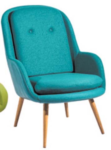Teal Button-Tufted Upholstered Lounge Armchair with Splayed Wood Legs