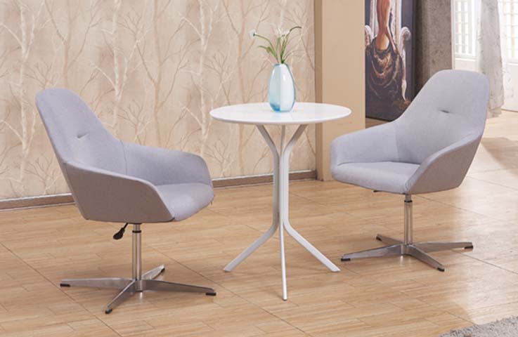 3-Piece Contemporary Upholstered Swivel Lounge Chair and Round Side Table Set