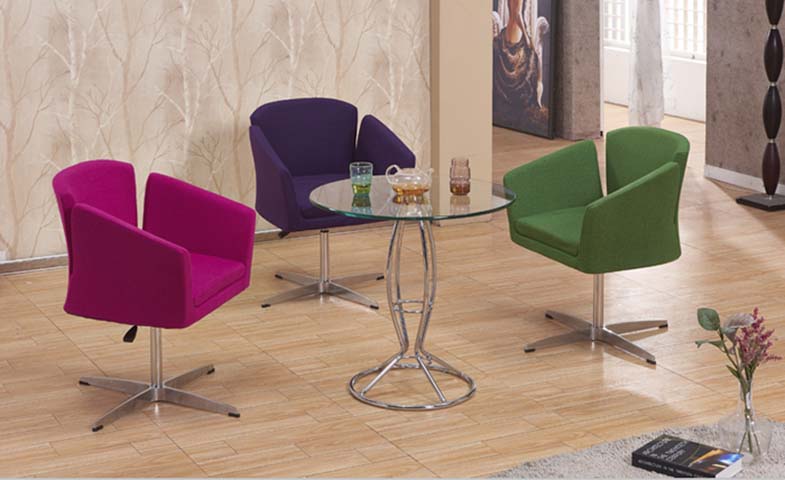 Round Clear Glass Top Metal Base Lounge Table