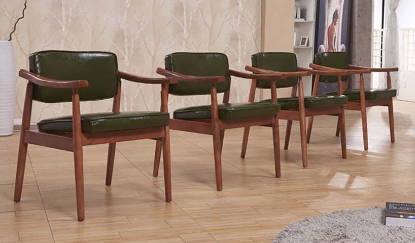 Mid-Century Style Solid Wood Frame Upholstered Dining Armchair