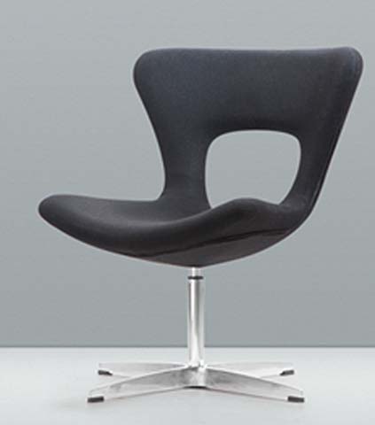 Armless Black Upholstered Swivel Conference Chair with Polished 4-Star Base