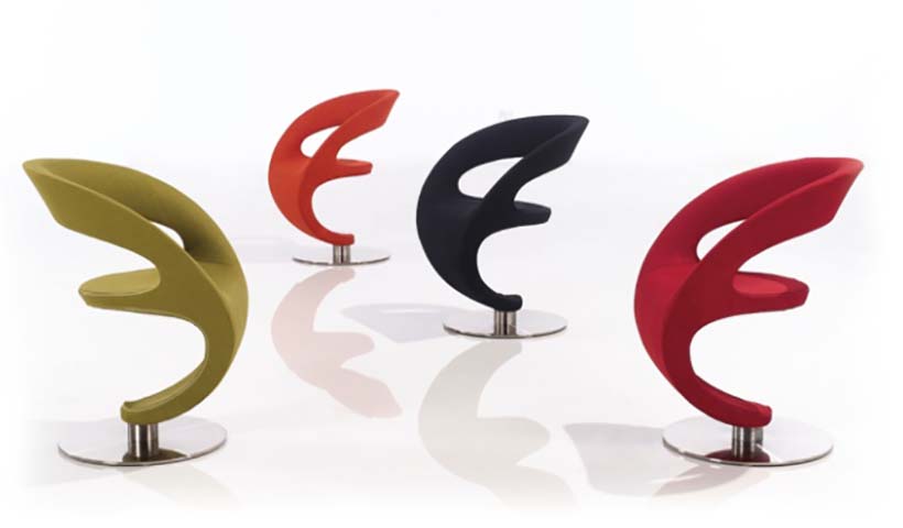 Modern Sculptural C-Form Cutout Swivel Lounge Chair