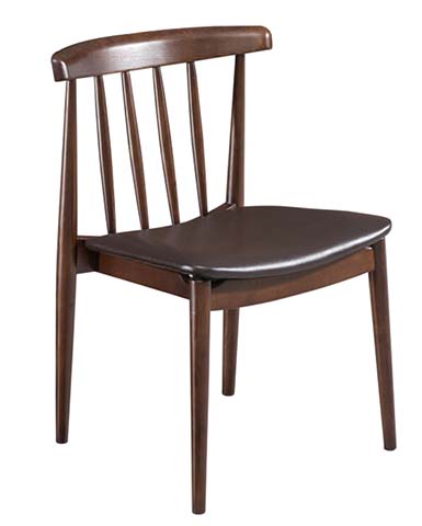 Walnut Finish Spindle Back Armless Dining Side Chair with Dark Upholstered Seat