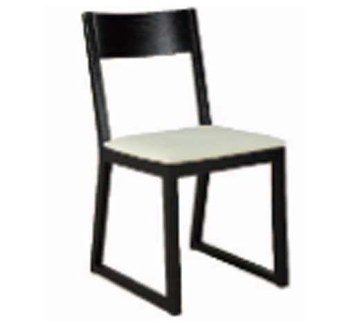Stackable Sled-Base Dining Chair with Light Seat and Black Frame