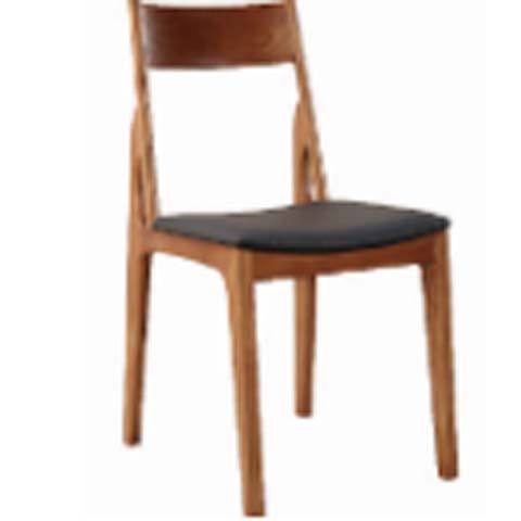 Walnut-Finish Solid Wood Armless Dining Side Chair with Dark Upholstered Padded Seat