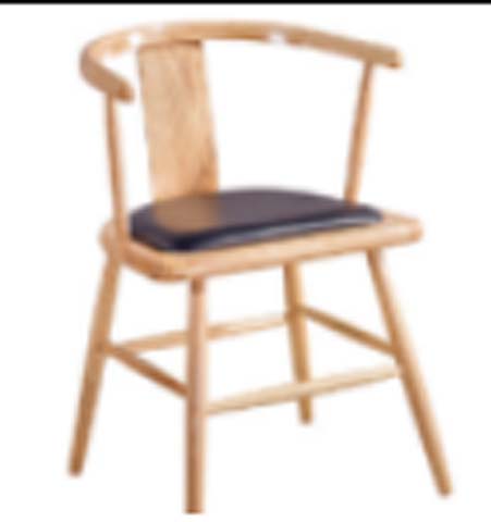 Light Solid Wood Curved Back Dining Armchair with Dark Upholstered Seat